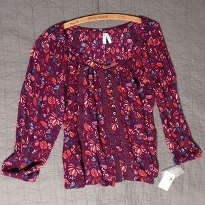 Mudd Purple Top Blouse 3/4 Sleeves Junior Size M